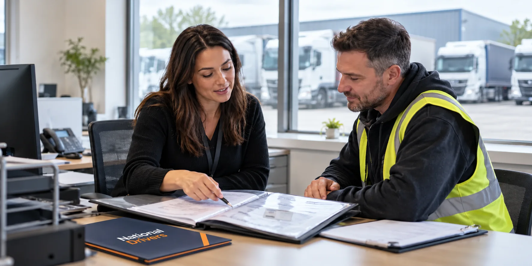 Recruitment specialist reviewing professional driver evidence